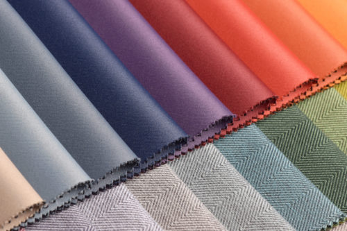 An assortment of colored fabric swatches